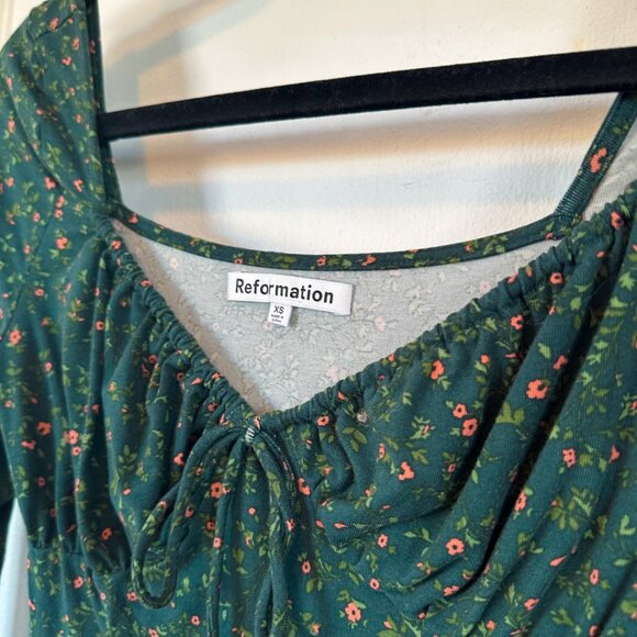 Reformation | Anjeline Floral‎ Mini Dress in Coriander Green Size XSmall - Picture 6 of 7